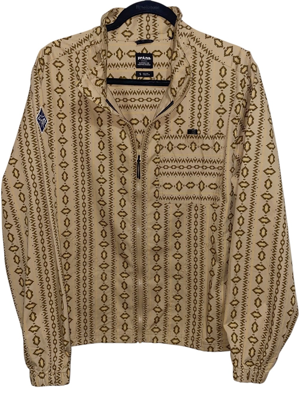 PrAna Saucha Jacket Mens Small Full Zip Relaxed Fit Aztec Southwestern Outdoor